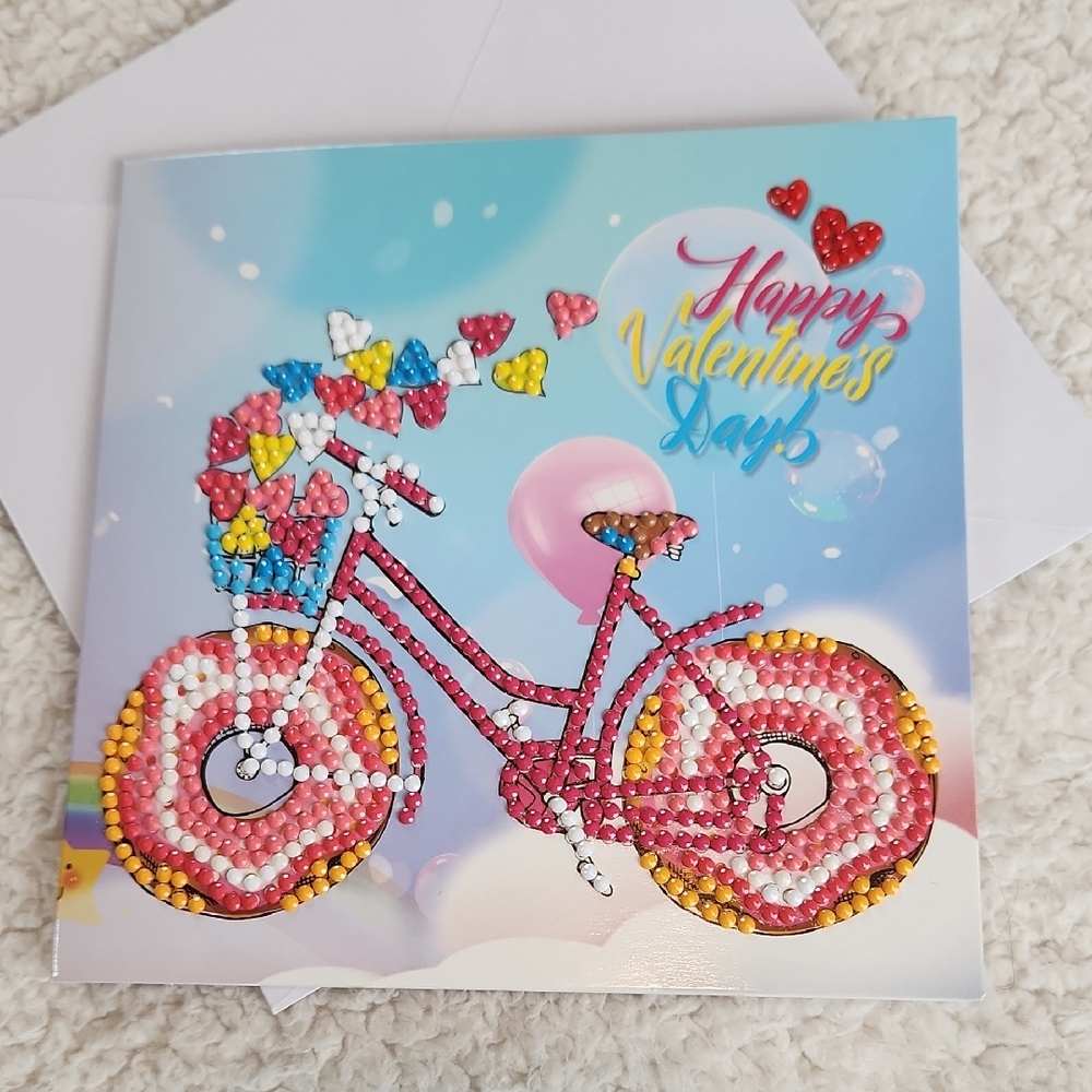 Colorful Valentine's Day Bicycle Card Diamond Painting Art Beaded